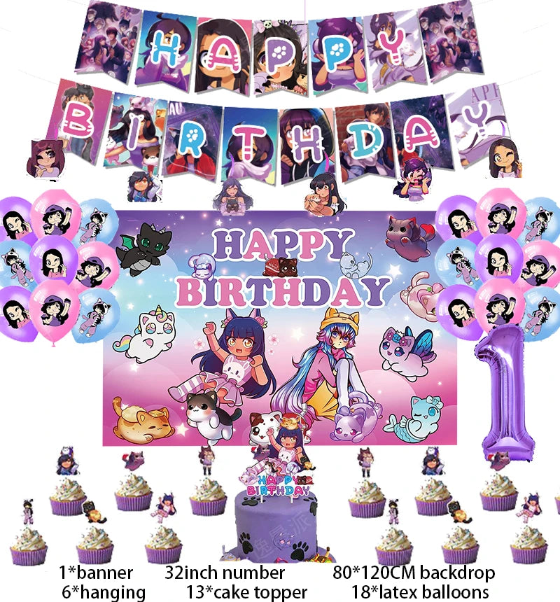 Aphmau Plushies Birthday Party Decoration Set 1set C1 / CHINA / Other