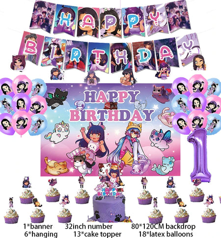 Aphmau Plushies Birthday Party Decoration Set 1set C1 / CHINA / Other