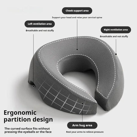 Ergonomic Face Down Pillow with Breathable Memory Foam for Salon &amp; Home