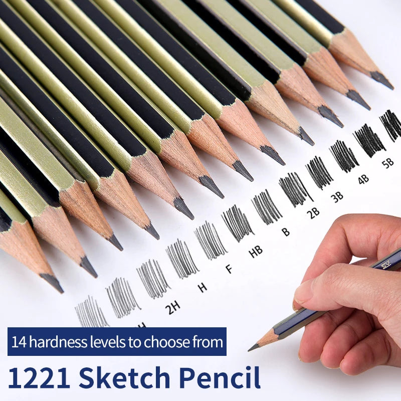 Faber Castell 1221 10Pcs Wooden Sketch Pencil Set - Professional Drawing Writing Sketch Pencils Art Painting Stationery