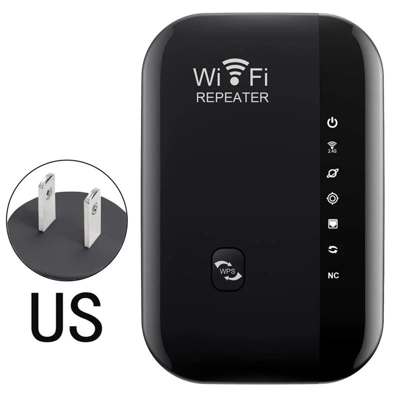 300Mbps Wireless Wi-Fi Range Extender for Seamless Connectivity US-Black