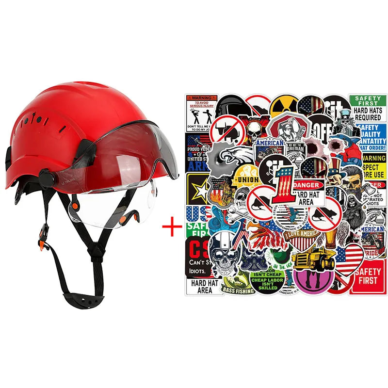 SF06/CR08 &ndash; CE ABS Safety Helmet With Visor And Goggles Red Set A