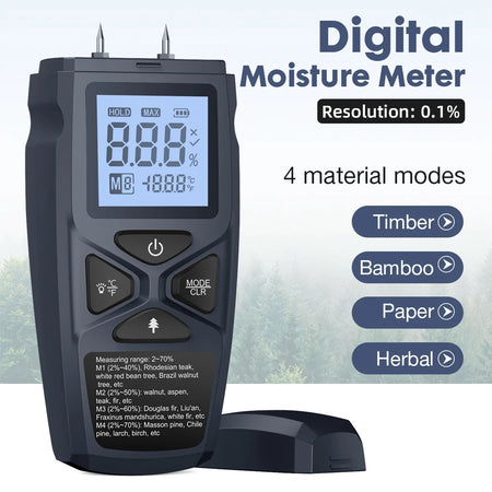 Digital Moisture Meter Wood Detector &ndash; LCD Hygrometer