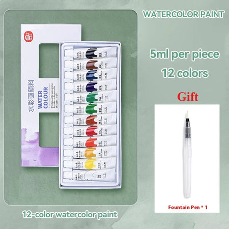 Borrence Watercolor 5ml Tubes &ndash; Vibrant Transparent Colors 12 Colors Pen