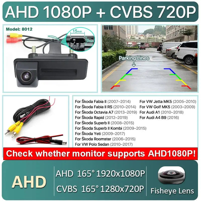 Greenyi CVBS AHD 1080P Vehicle Trunk Handle Car Reverse Backup Camera For VW Skoda Octavia 2 3 A5 Fabio Yeti Superb Audi A1 A3 by InterCyprus Trading Ltd