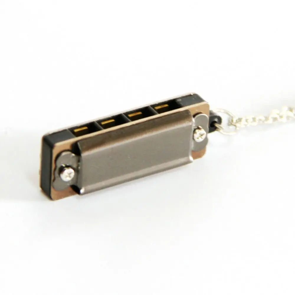 Mini Harmonica Pendant Necklace - Four Hole Design Black