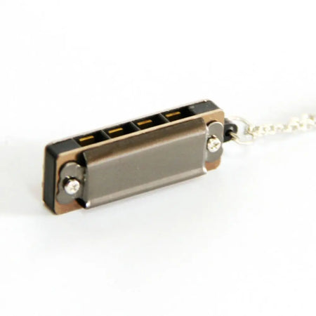 Mini Harmonica Pendant Necklace - Four Hole Design Black