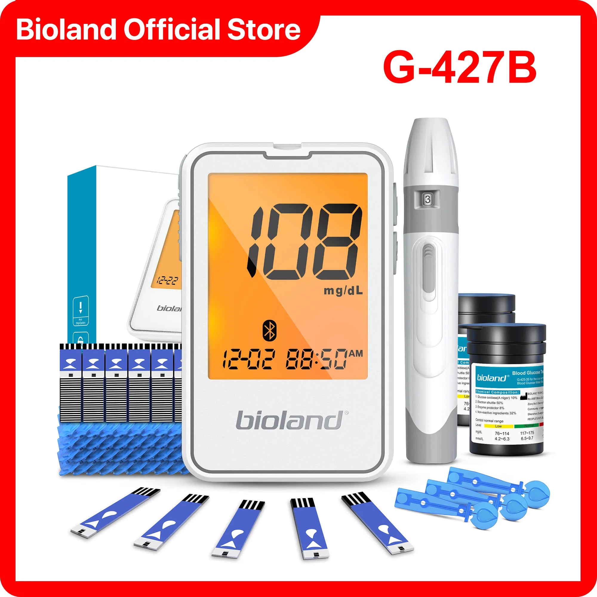 G-427B Glucometer &ndash; Bluetooth Portable Blood Sugar Monitor