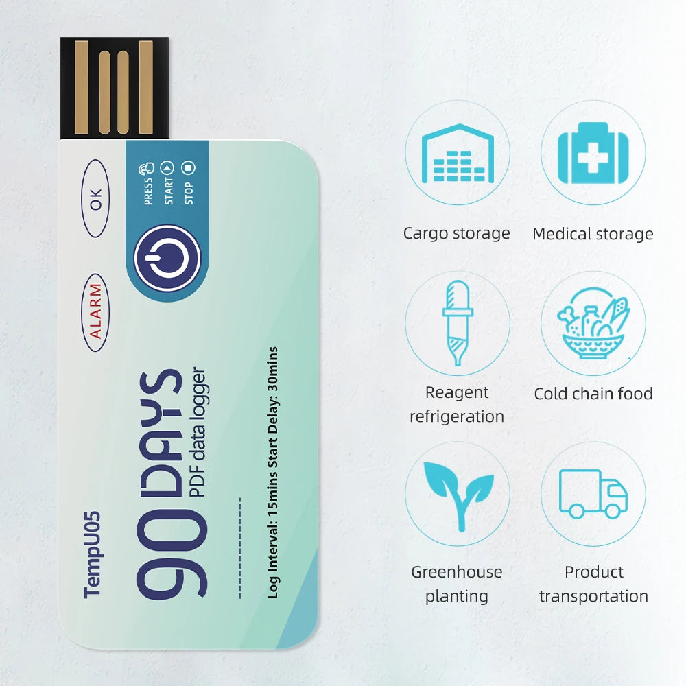 TempU05 &ndash; 90 Days Temperature Data Logging 90 Days