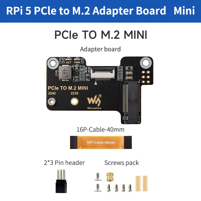 PCIe To M.2 Mini Adapter &ndash; High-Speed NVMe Support for Raspberry Pi 5 PCIe to M.2 Mini