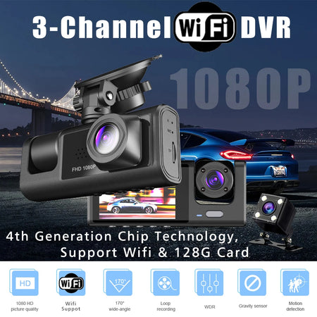 WiFi 3 Channel Mini Car DVR