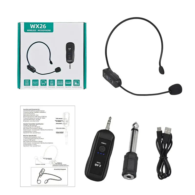 KEBIDUMEI 2.4G Head-mounted Microphone Wireless Hanging Neck Microphone Set for Amplifier Voice Speaker Teaching Tour Guide by InterCyprus Trading Ltd
