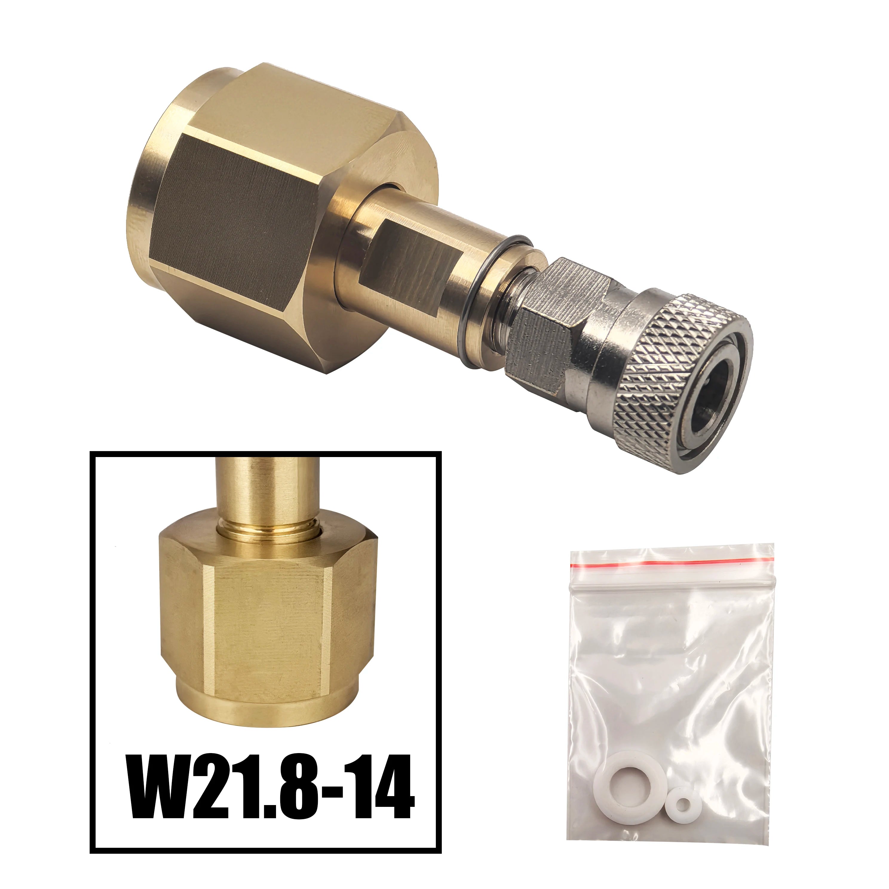 CO2 Tank CGA320 Fitting 8mm Quick Disconnect - Solid Copper W21.8 Female