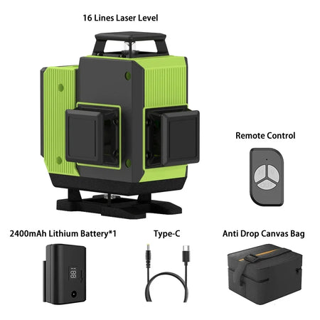 LFINE 4D 16 Lines Professional Green Laser Level with Tripod and Case 16 lines