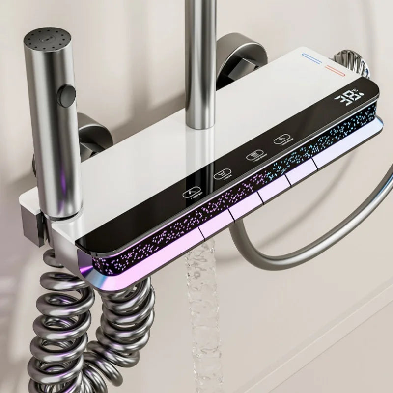 Σύστημα Ντους με Πλήκτρα Πιάνου – Ψηφιακή Βρύση Χρυσού με LED Φως