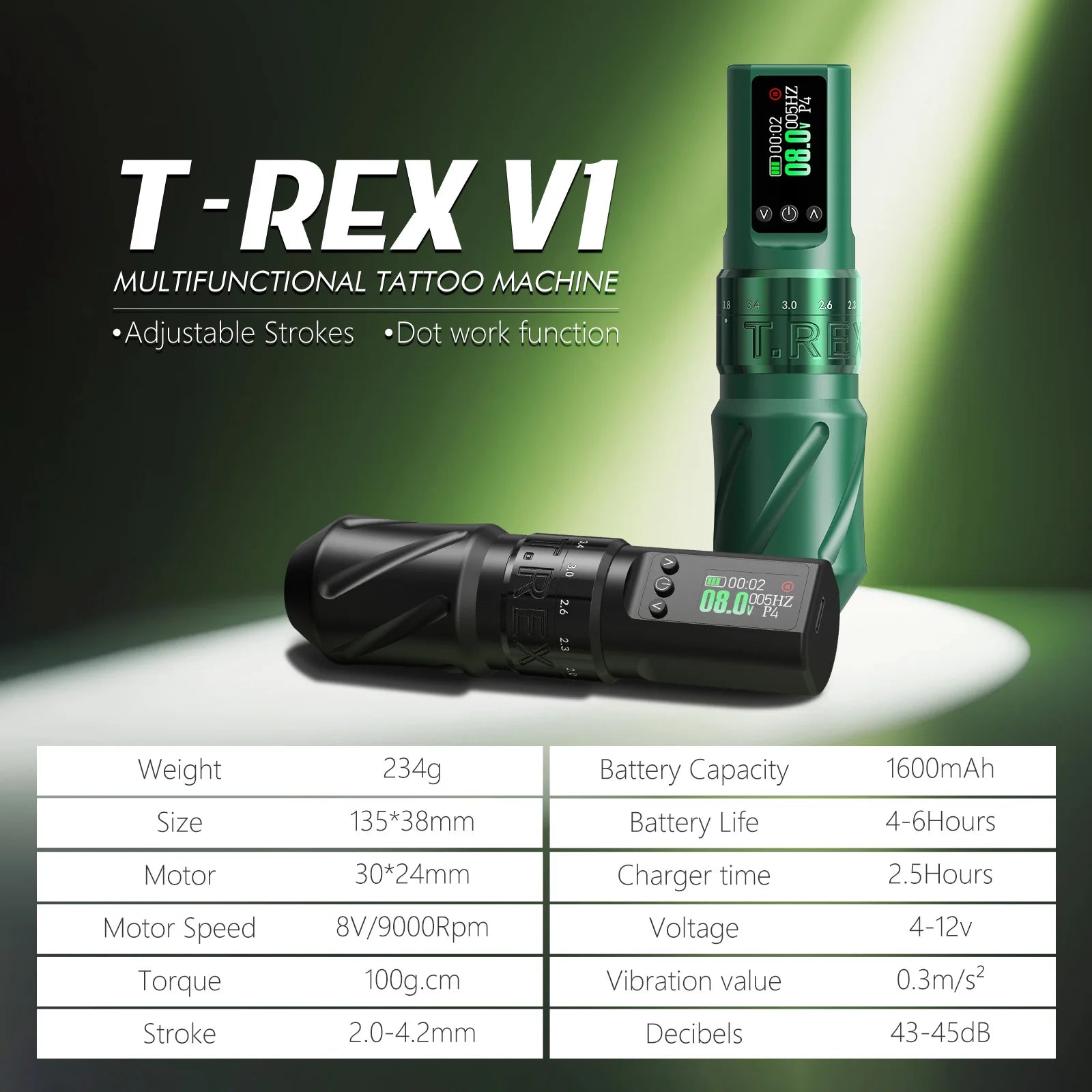 T-Rex Tattoo Pen Machine Wireless Rotary Tattoo Gun with 1600mAh