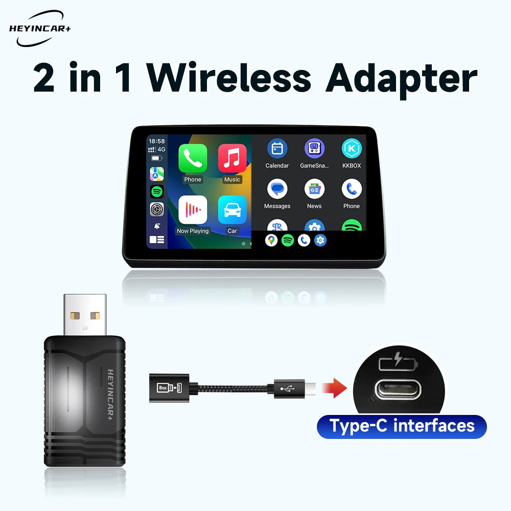 HEYINCAR H-Air 2in1 Wireless Android Auto Adapter &ndash; Seamless Wireless Carplay Connectivity