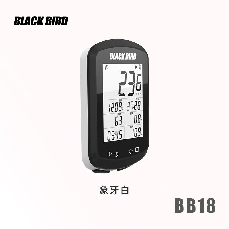 BLACKBIRD GPS Bike Computer BB18 &ndash; Wireless Waterproof Speedometer and Odometer White BB18