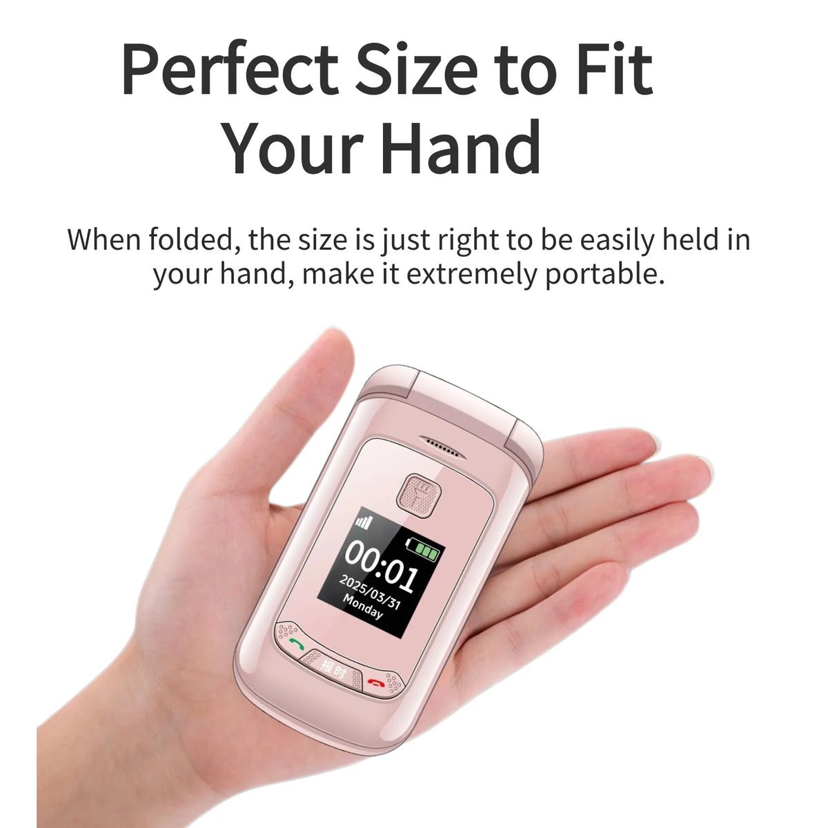 Stylish Ladies Flip Phone Dual Display Keypad &ndash; SOS Button