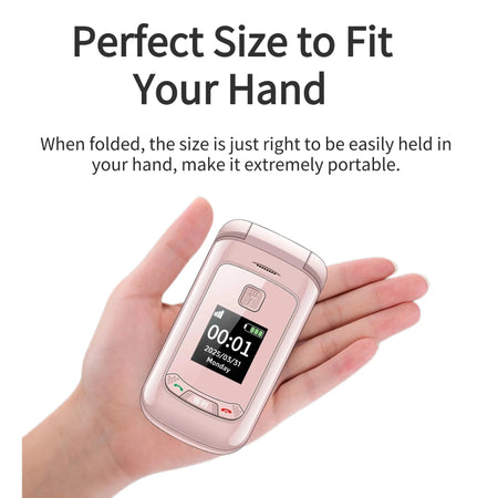 Stylish Ladies Flip Phone Dual Display Keypad &ndash; SOS Button