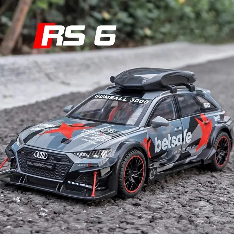 Model auta z kovu, tahací s osvětlením a zvukem pro Audi RS6