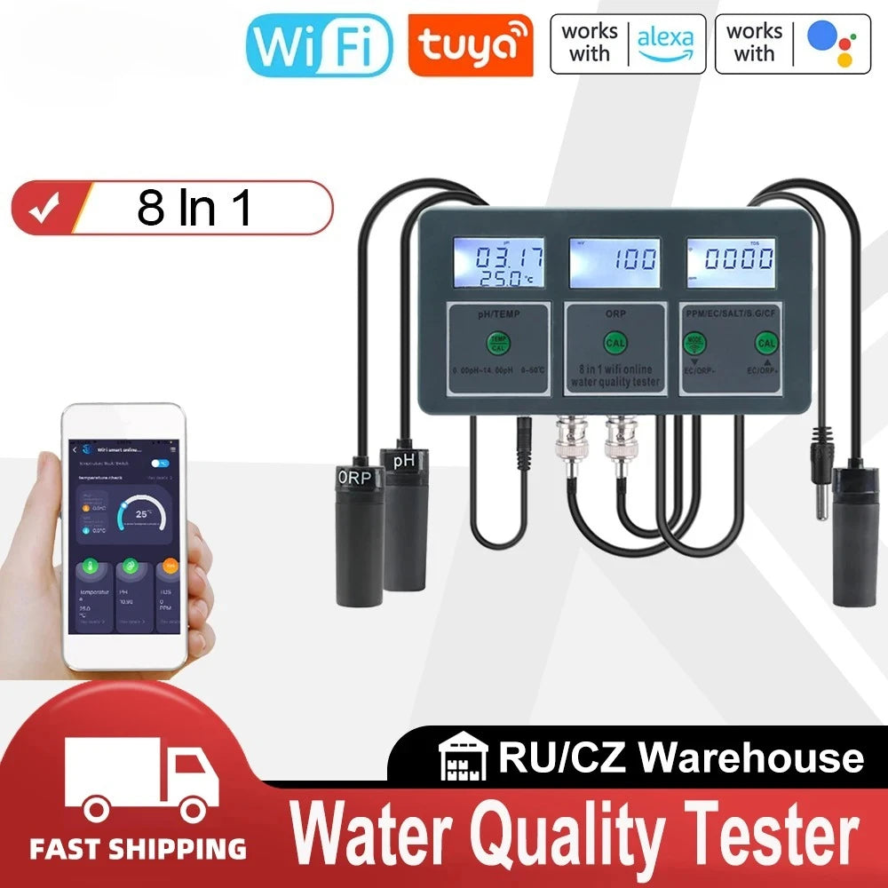 Tuya WiFi 8 In 1 Water Quality Tester &ndash; Smart WiFi Enabled
