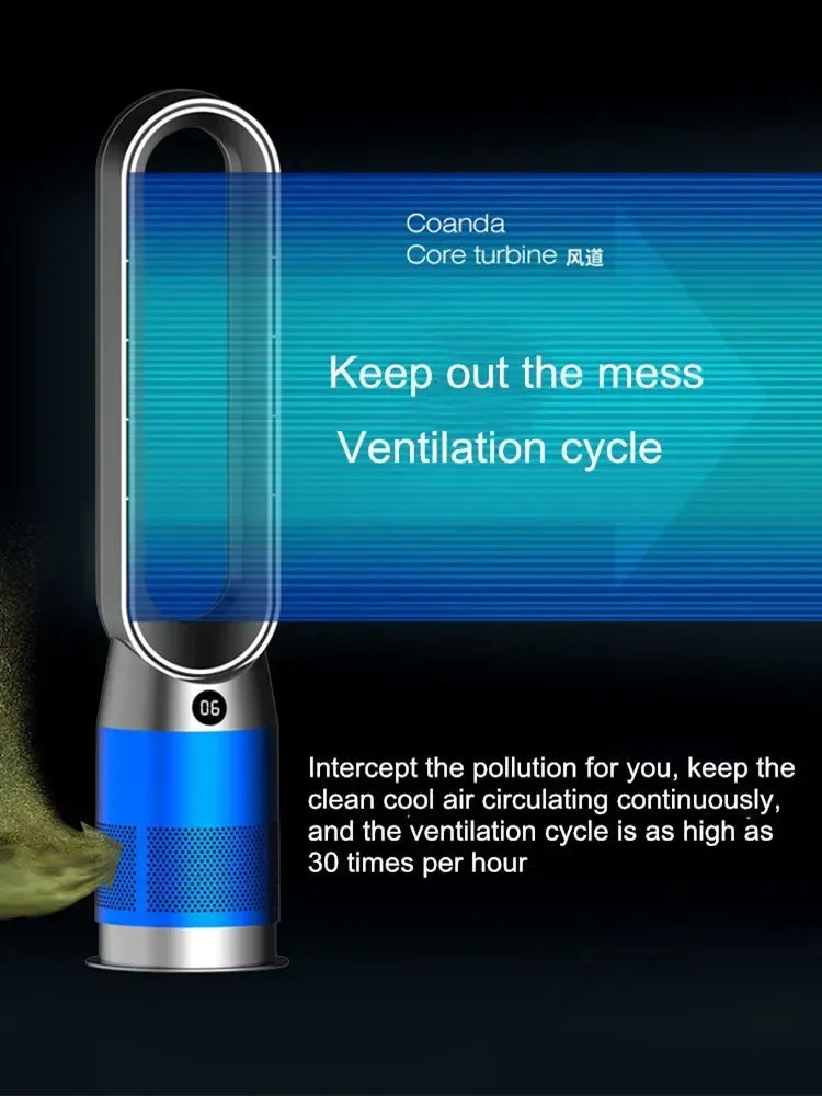 42-Inch Bladeless Tower Fan 220V With Cooling, Heating, and Purification