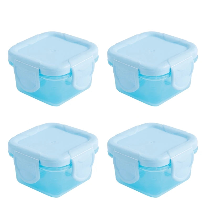 Set of 4 Baby Newborn Food Storage Containers - 6 Colors, 60ml, BPA Free Blue