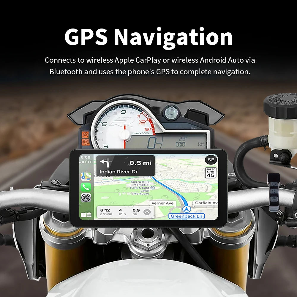 EKIY 6.3 Inch Wireless CarPlay Moto Android Auto GPS &ndash; Waterproof Portable Motorcycle Navigation Display