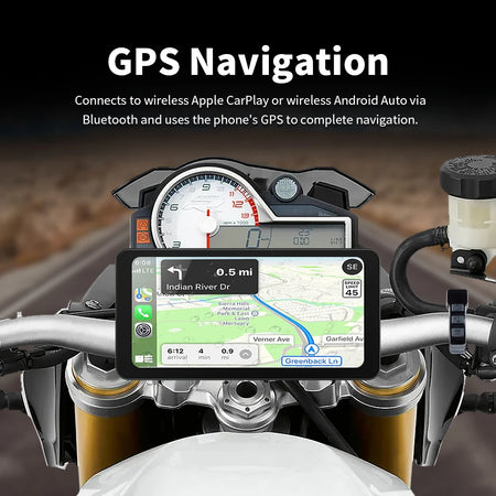 EKIY 6.3 Inch Wireless CarPlay Moto Android Auto GPS &ndash; Waterproof Portable Motorcycle Navigation Display