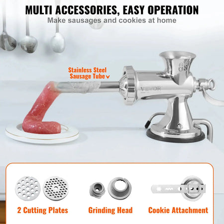 Manual Meat Grinder 304 Stainless With Suction Cup