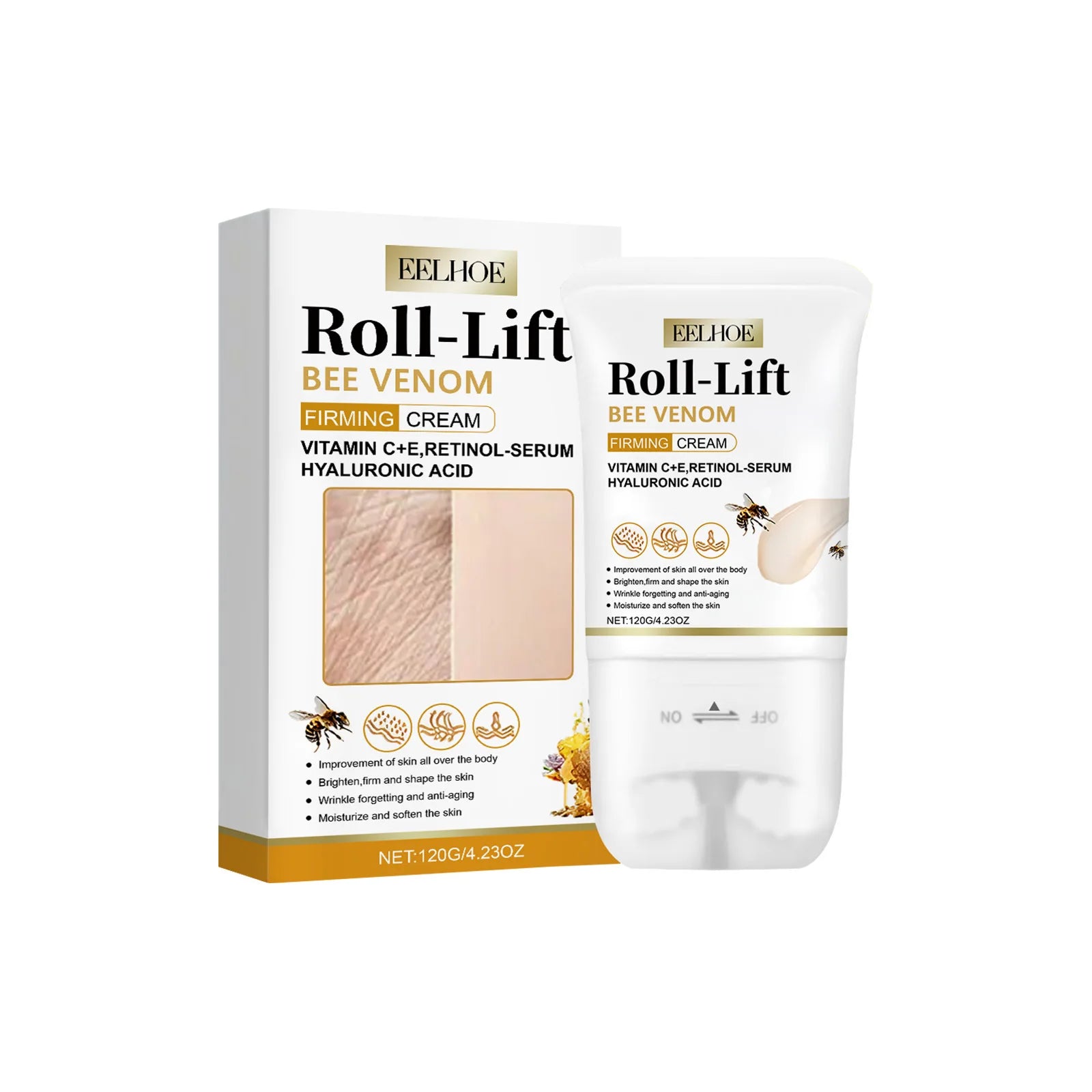 EELHOE Bee Venom Skin Tightening Cream Roller &ndash; Enhance Skin Elasticity 120g Boxed