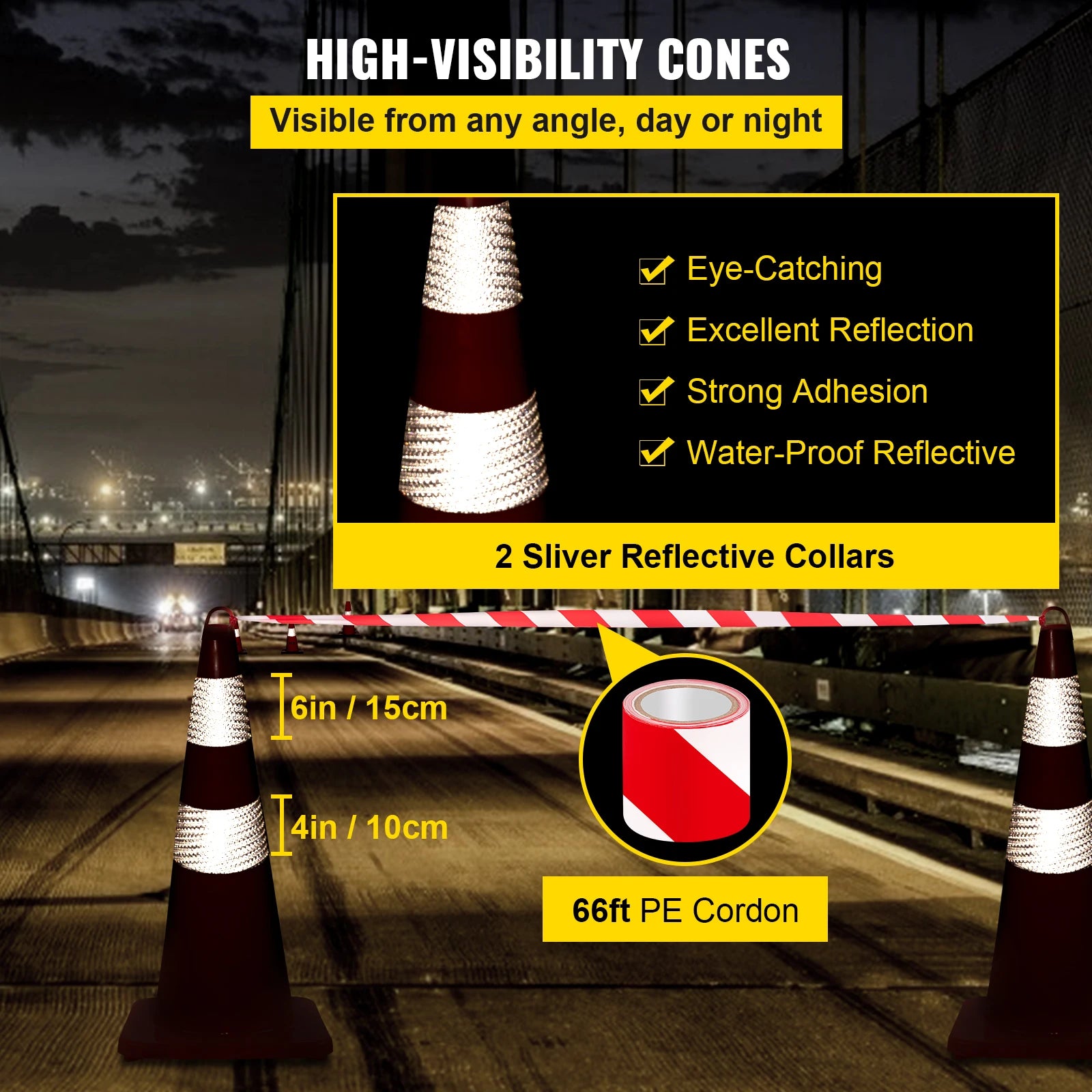 SucceBuy Safety Cones 18-36 Inches &ndash; Heavy-Duty Base System