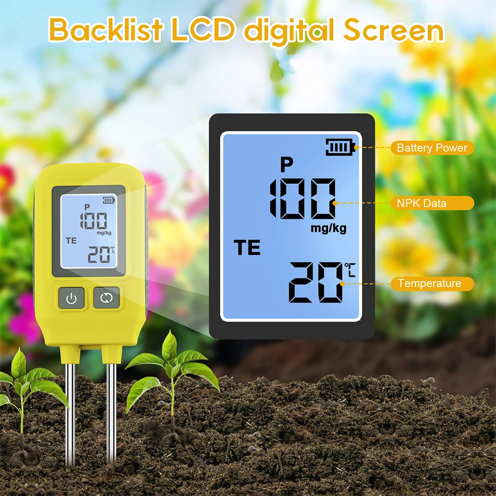 4 In 1 Soil Tester &ndash; Backlit LCD NPK Meter For Garden Farm