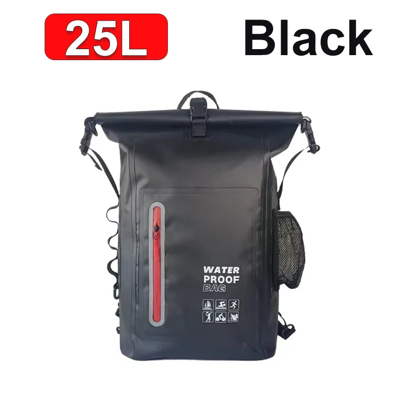 500D PVC Outdoor Waterproof Backpack 25L &ndash; Hiking Drybag Black