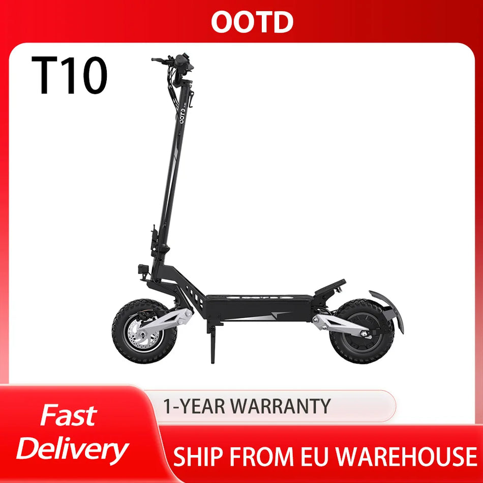 Ηλεκτρικό Πατίνι OOTD T10 με Κινητήρα 500W, Μέγιστη Ταχύτητα 50km/h, Ελαστικά 11 Ιντσών, Εμπρόσθια και Οπίσθια Δισκόφρενα, 48V 13.5Ah