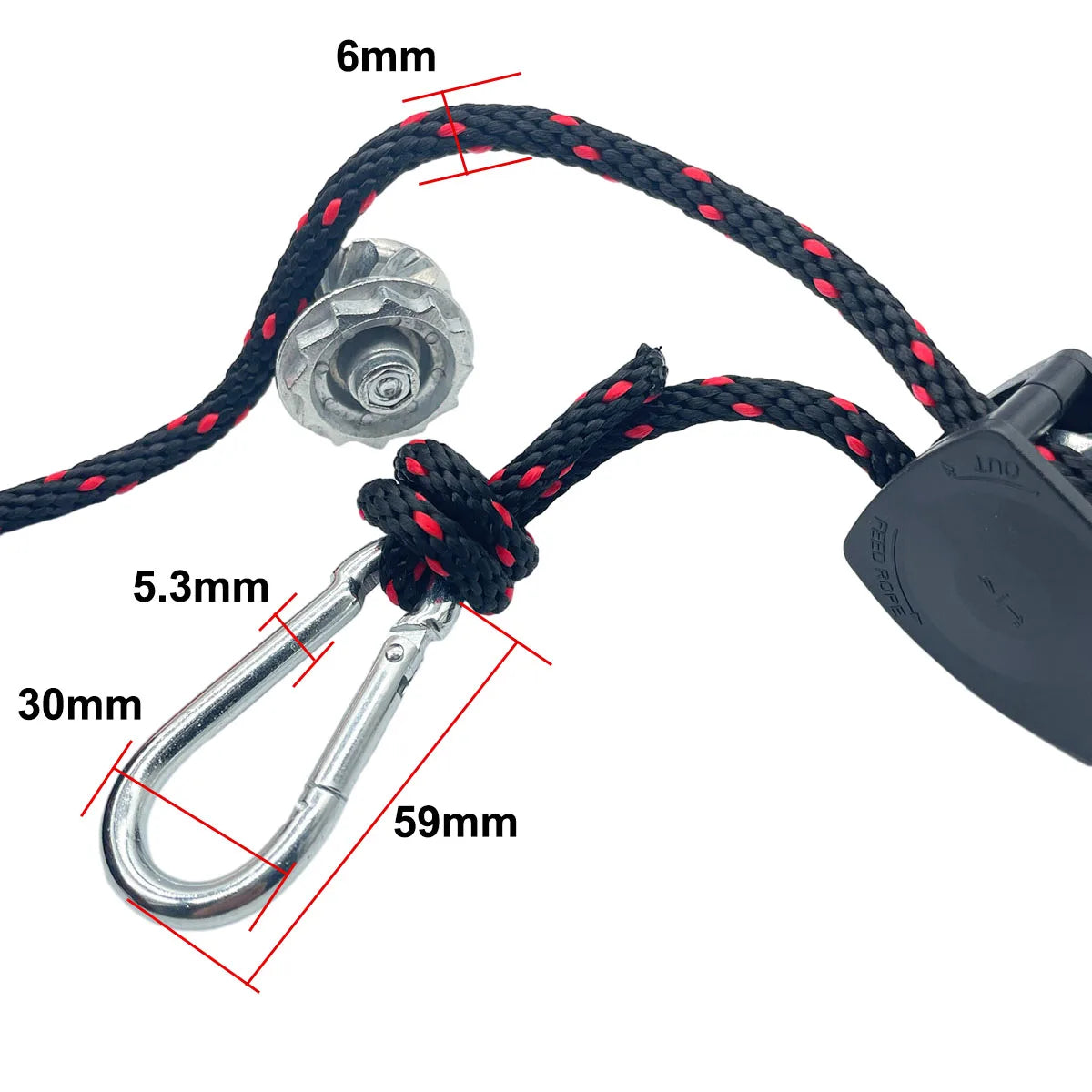 Heavy Duty 6mm 5m Camping Tent Tie Down Rope with Pulley and Hooks (2pcs)