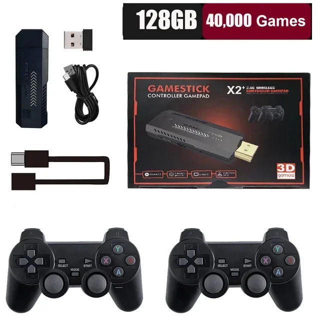 X2 Plus 4K Retro Video Game Console with Wireless Controllers - 50,000 Games 128GB