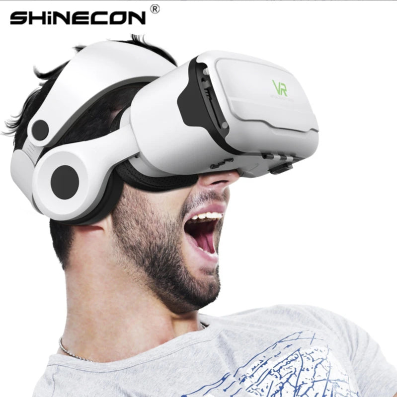Cască de realitate virtuală 3D cu controler tip joystick și lentile pentru telefon