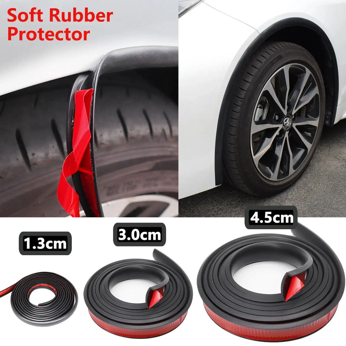 3Meter Rubber Car Fender Extension Wheel Eyebrow Flare Protector Running Boards Mud Flap Edge Sealing Strip Scratch Resistant by InterCyprus Trading Ltd