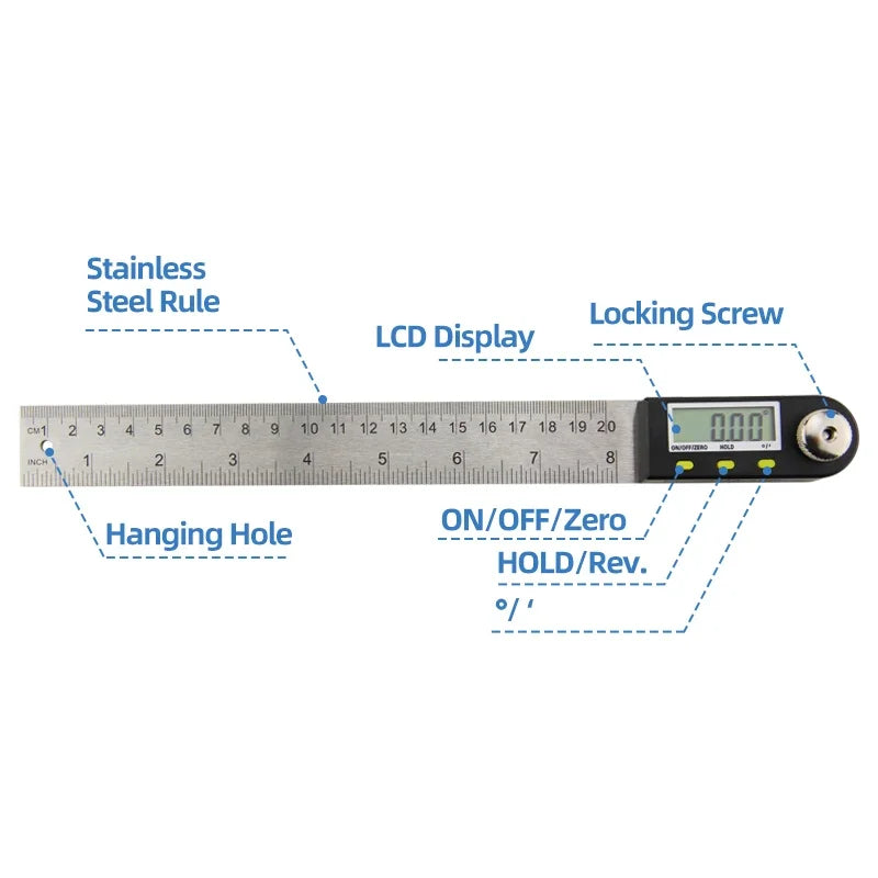 Goniometer Protractor Digital Gauge 360 - High Accuracy