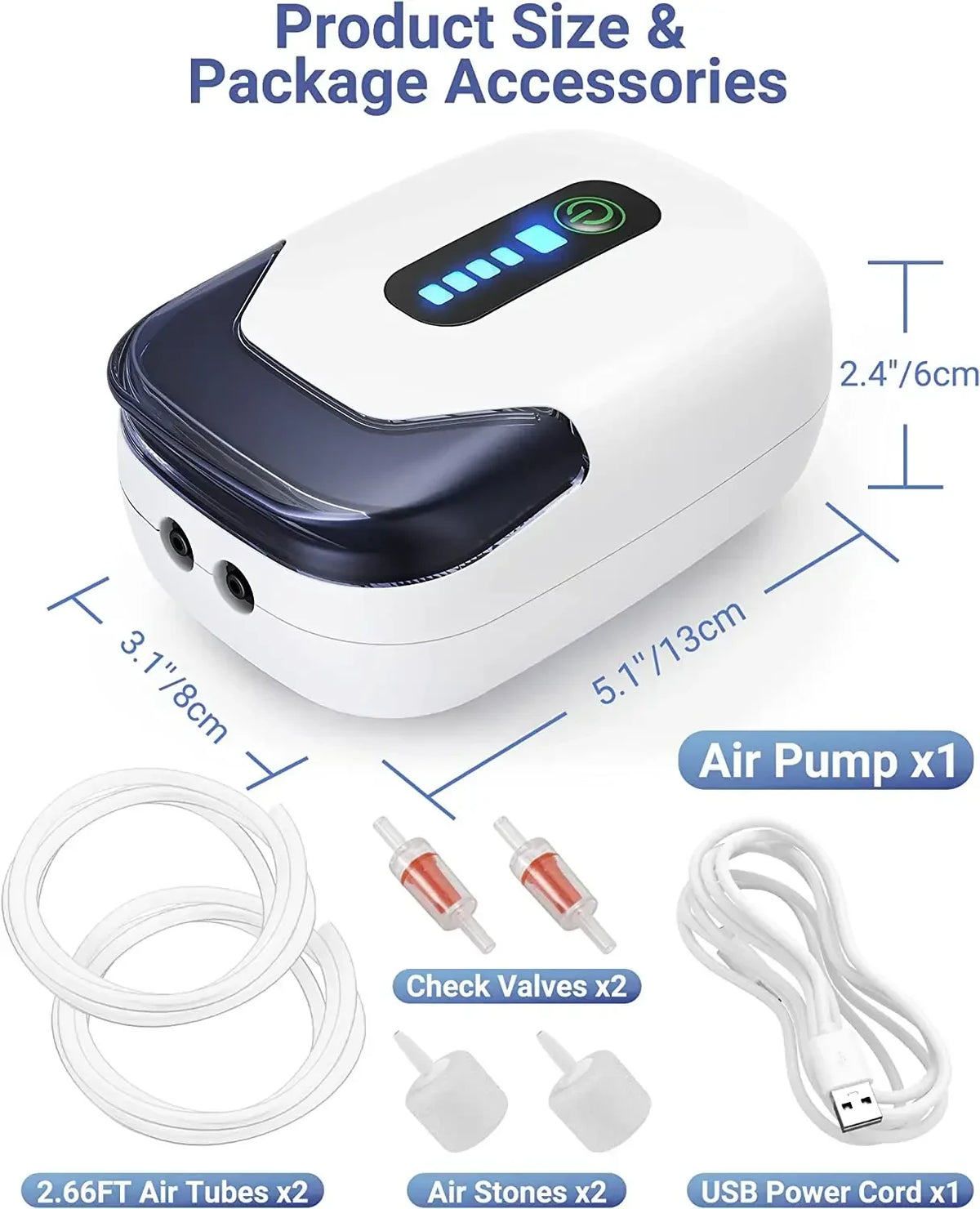AR-33 Aquarium Oxygen Air Pump &ndash; Ultra Quiet USB Charging
