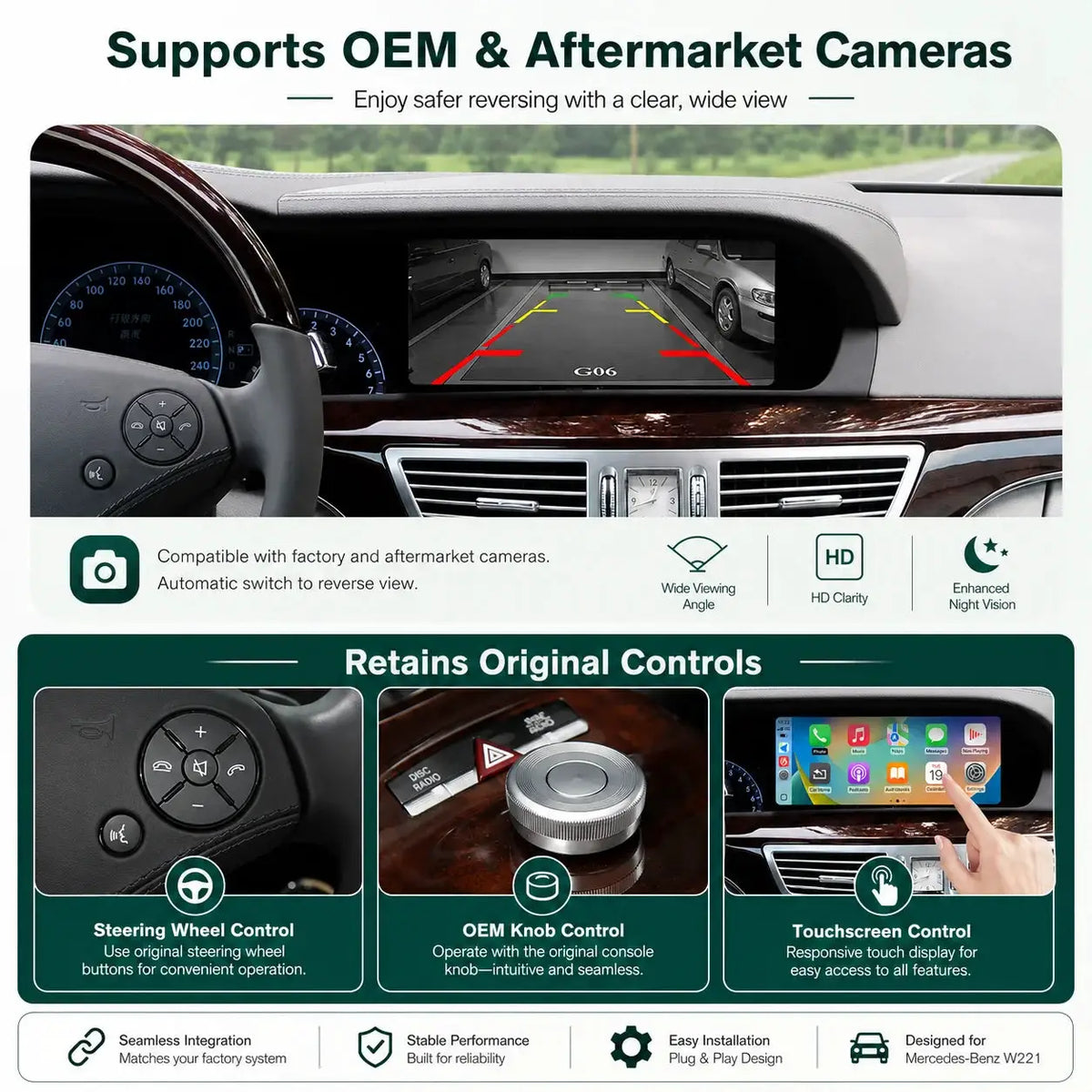 10.25″ Screen Wireless CarPlay for Mercedes Benz S-Class/CL W221 NTG3.0/3.5 System 2006-2012 With Android Auto Navigation BT GPS by InterCyprus Trading Ltd