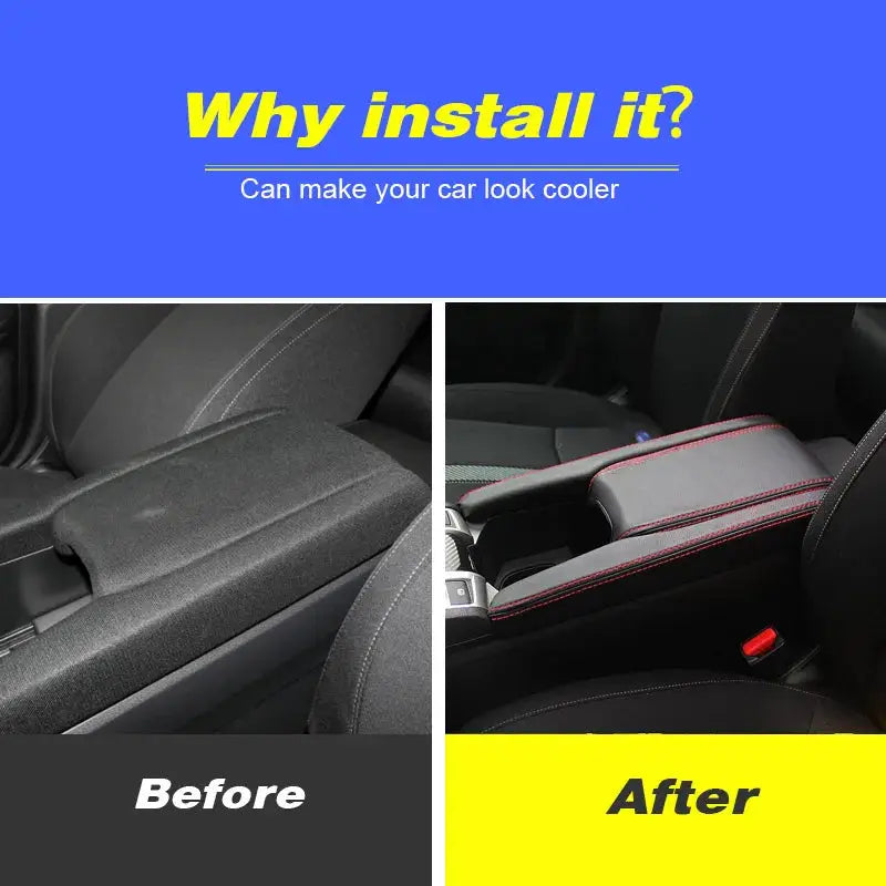 Vtear Car Armrest Cover Center Console Arm Rest Leather Anti-scratch Mat Protection Pad Accessory For Honda Civic 10th 2016-2021 by InterCyprus Trading Ltd