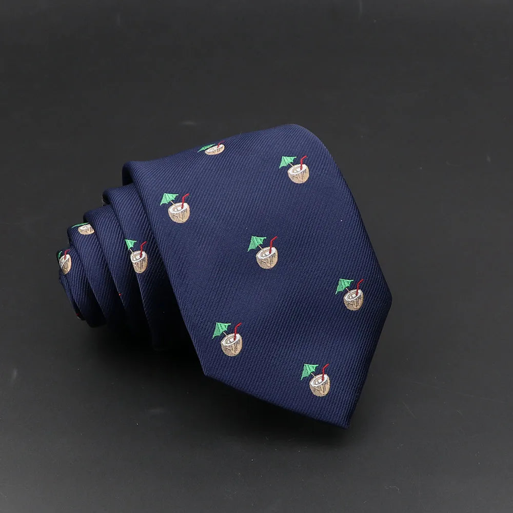 Cute Cartoon Floral Pattern Slim Tie for Men 7