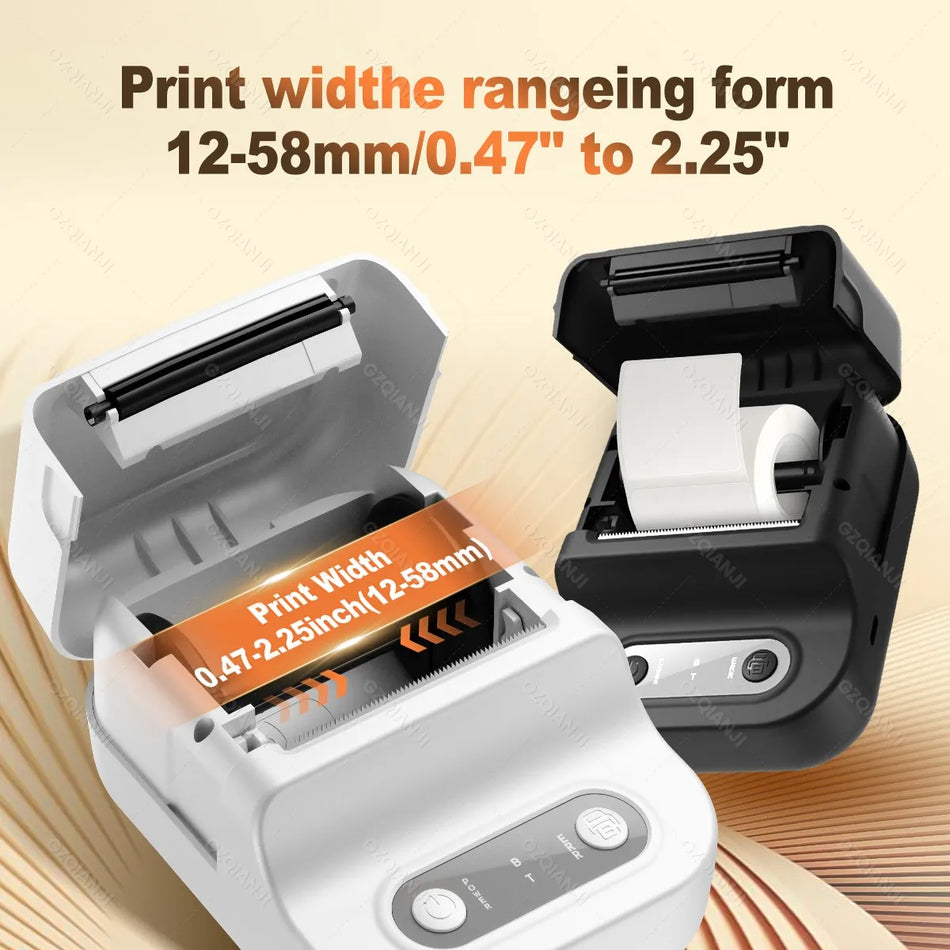 Bluetooth Thermodrucker 12-58mm Tragbarer Mini-Drucker für Namen und Telefon