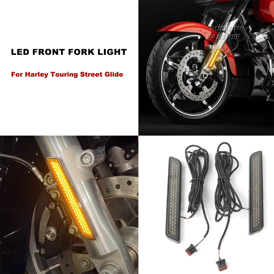 LED Melna Priekšējā Dakša Gaismas Pagrieziena Signāls Harley Softail Low Rider ST