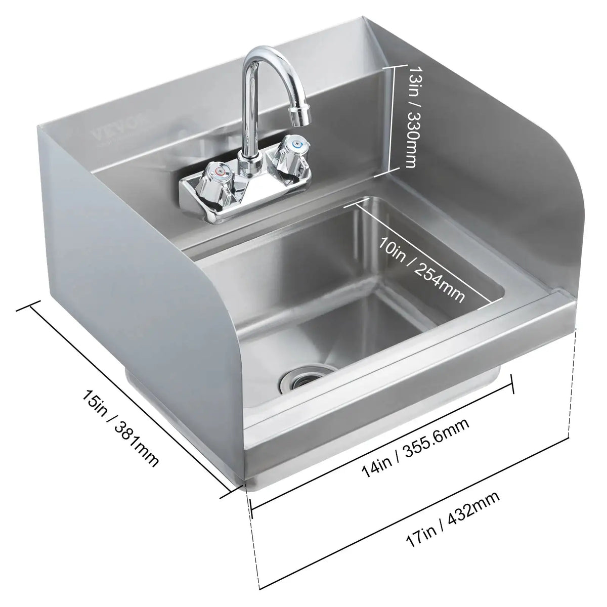 Stainless Steel Wall Mount Hand Sink With Faucet With baffle / UNITED KINGDOM