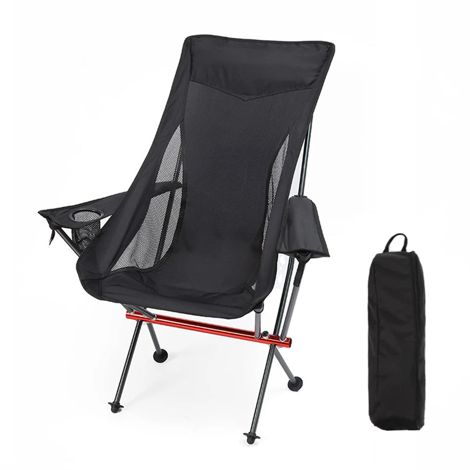 Lightweight Aluminum Folding Chair With Armrest, Camping Cup Holder