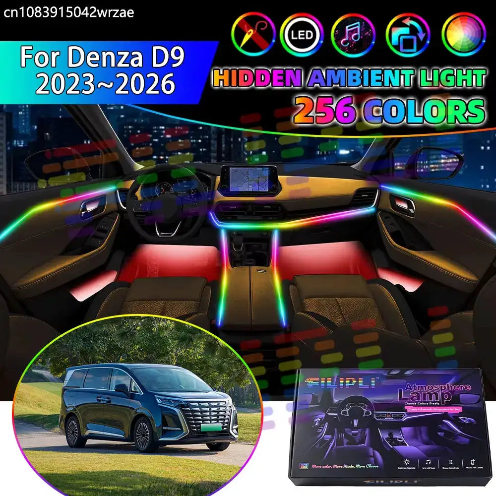 For Denza D9 2023~2026 MRH MRE RGB Car Interior Ambient Lights Strips Breathing Lighting Kit App Control LED strips Auto Parts by InterCyprus Trading Ltd